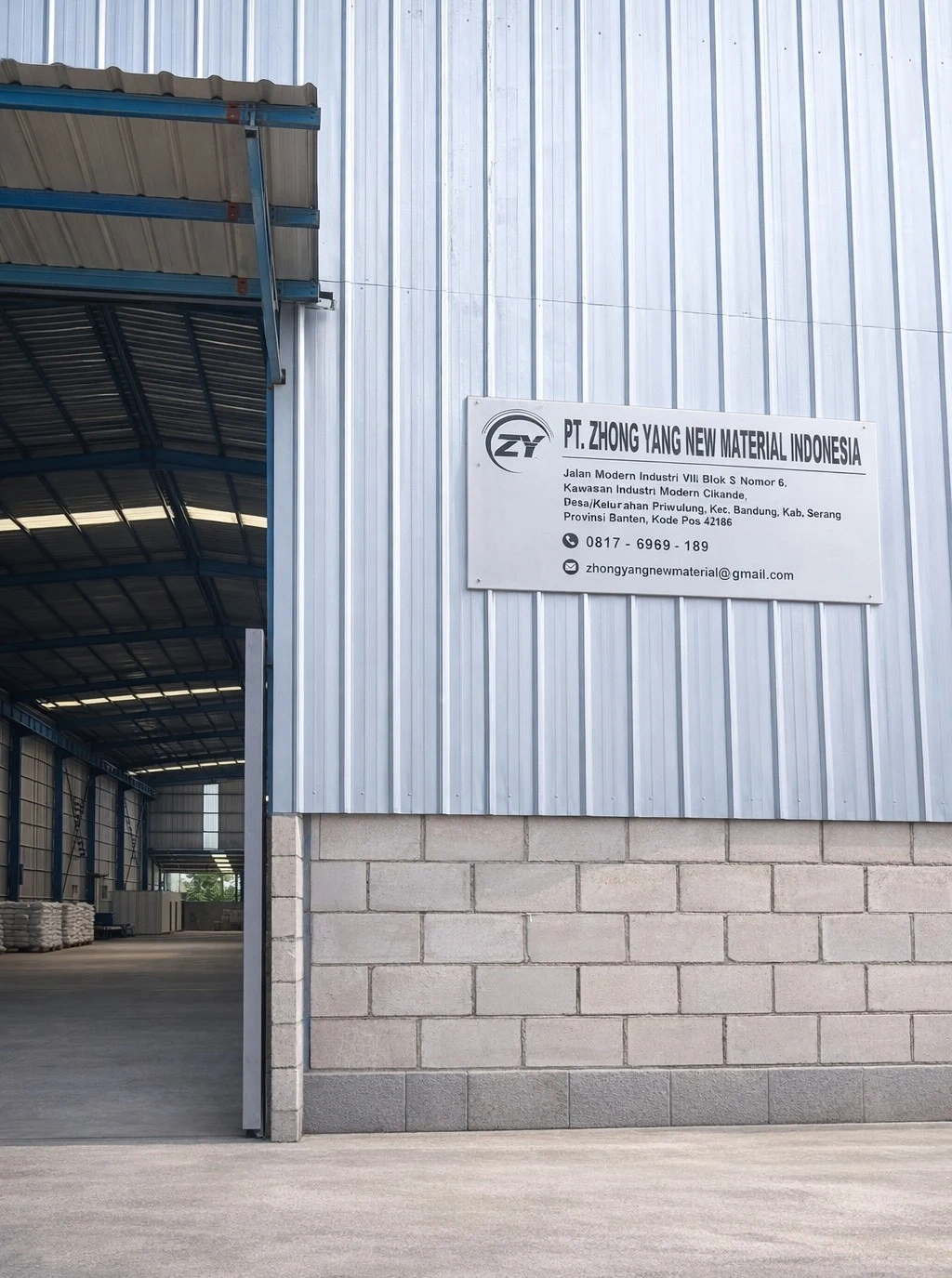 Gudang Produksi PT. Zhong Yang New Material Indonesia